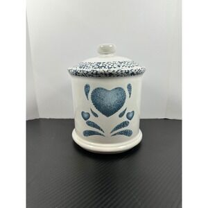 Jay Ceramic Canister Jar‎ Blue Heart Speckle Lid Kitchen Storage